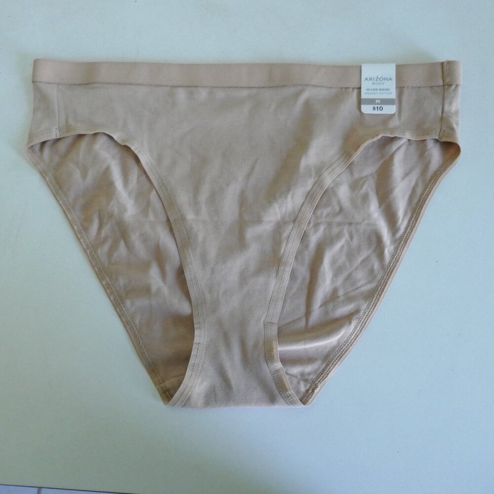 NWT Arizona organic cotton hi-leg bikini panties tan size M
